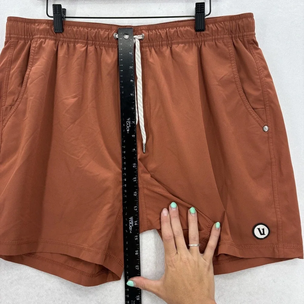 Vuori Kore Short Mens 2XL Orange Lined Quick Dry Elastic Waist Gym Swim Beach